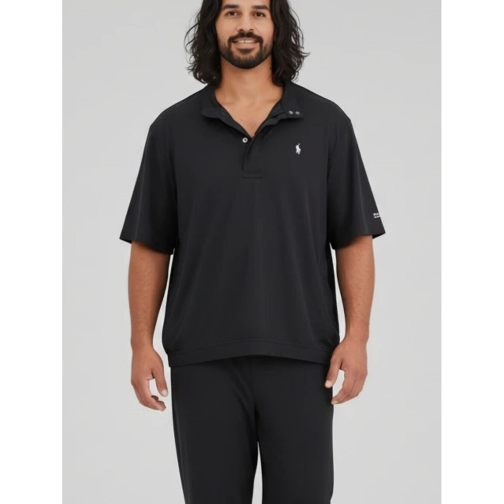 POLO Ralph Lauren Golf Black Short Sleeve 1/2 Zip Jacket with White House Logo